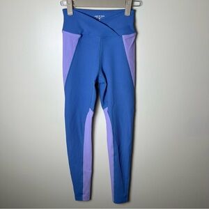 Year of Ours Veronica Crossover Waist Thermal Waffle Knit Leggings Two Tone XS